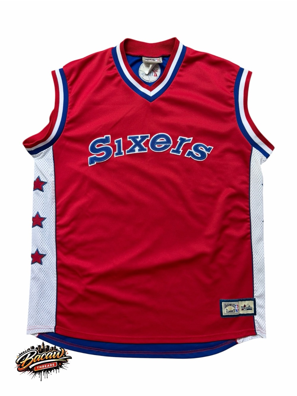 Vintage Hardwood Classics Majestic NBA Philadelphia 76ers Embroidered Jersey XXL